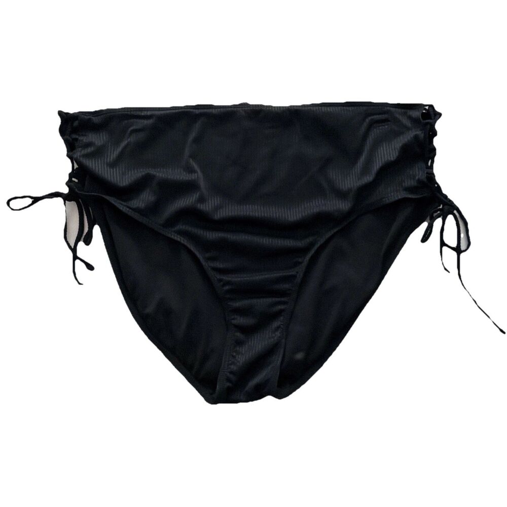 Vigoss High-Waisted Control Bikini swimsuit bottom tie plus size 3XL black